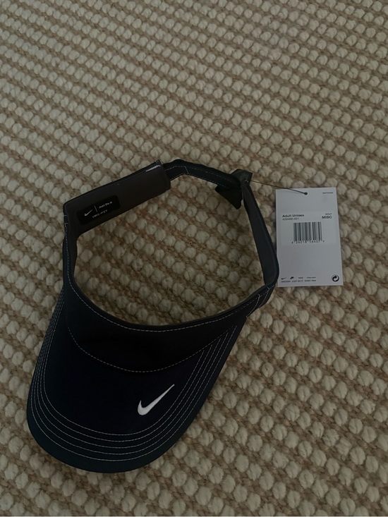 Nike Accessories - Nike Navy Blue Visor with White Swoosh and Contrast Stitching